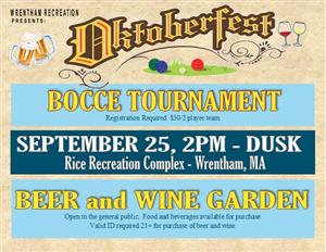 Sept 25 Bocce Beer Wine Event